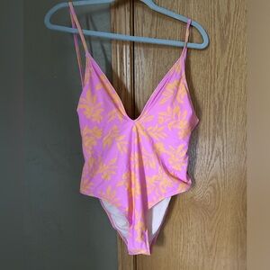 CUPSHE Pink and Yellow Floral One Piece Swimsuit